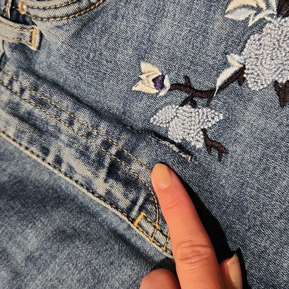 🔴 TOPSHOP Floral Embroidered Denim High Rise Skinny Jeans - Picture 15 of 15